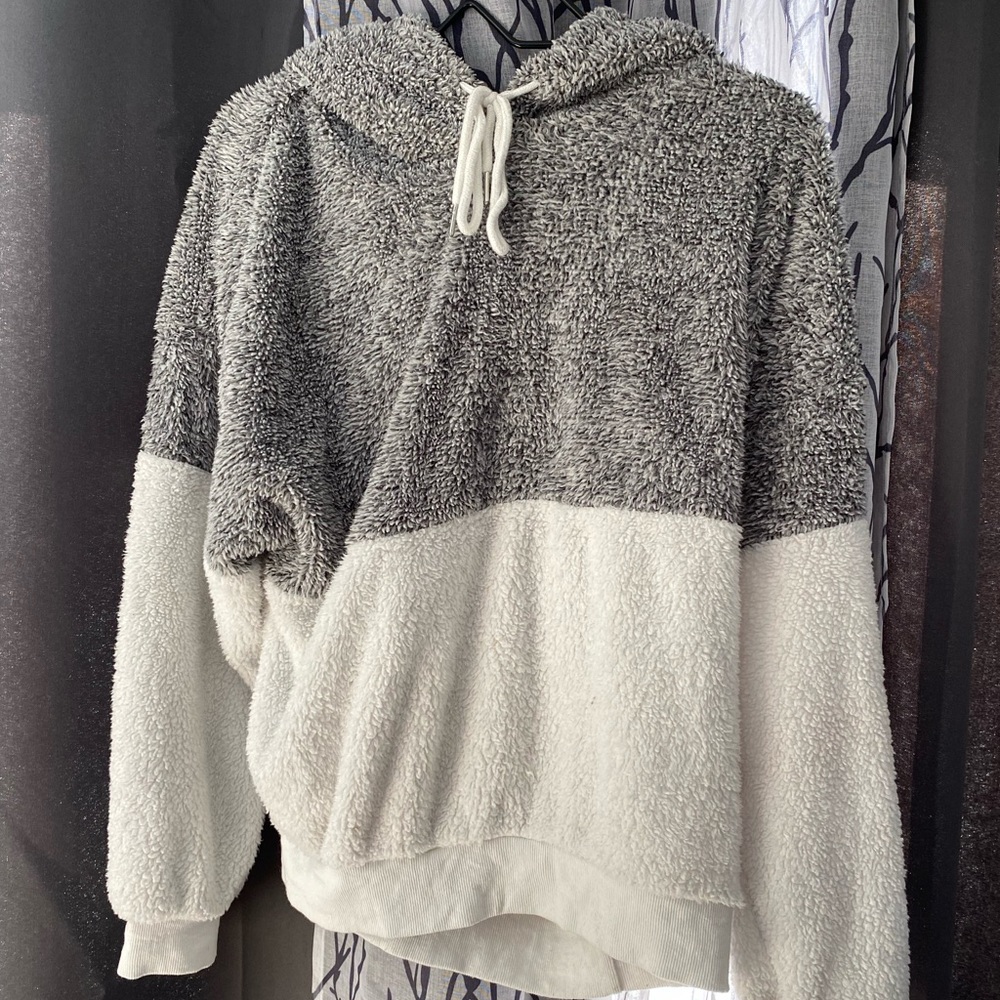 Large gray and white hoodie